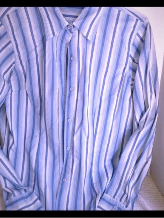 Other - Men's Blue and White Striped Button-Up Shirt